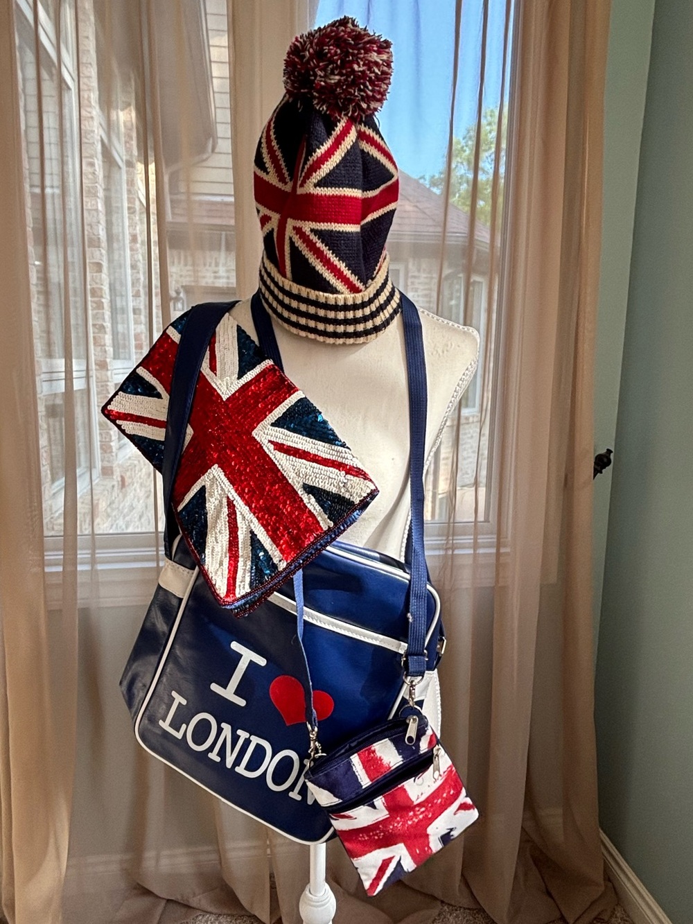 London Calling!! Bundle Of Four! (2) Messenger Bags, (1) Clutch & Pom Pom Hat
